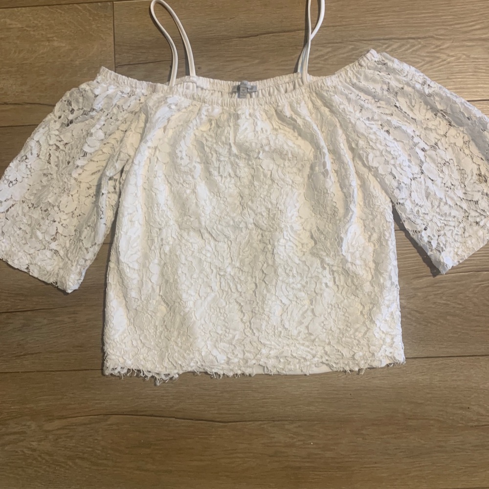 White Floral Lace Top from Charlotte Russe